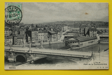 Ansichtskarte AK Genf / Brücke Coulouvreniere / 1907 / Gebäude – Kraftwerk – Straße – Stadtansicht